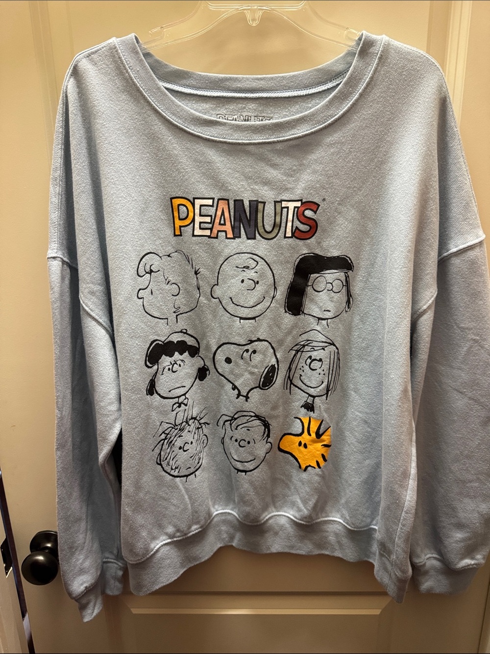 Peanuts Light Blue Graphic Tee with Red Accent